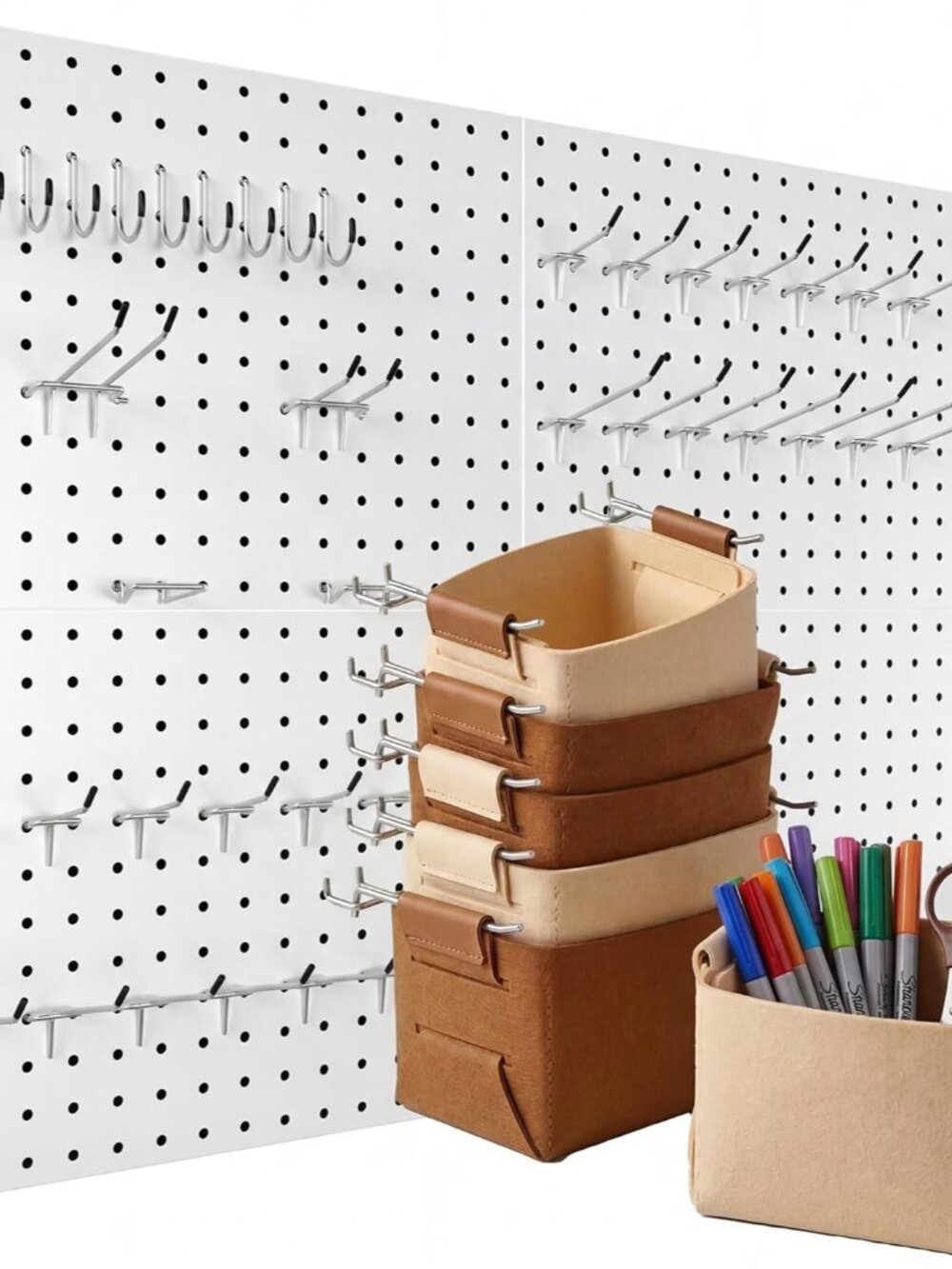4 Pack Peg Board Organizer, Includes Metal PegBoard and Accessories